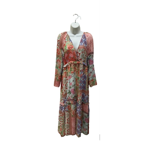 Zara Swiss Dot Patch Work Ruffled Midi Dress Size S #1211 - Picture 2 of 4